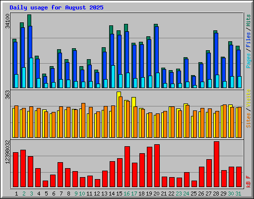 Daily usage for August 2025